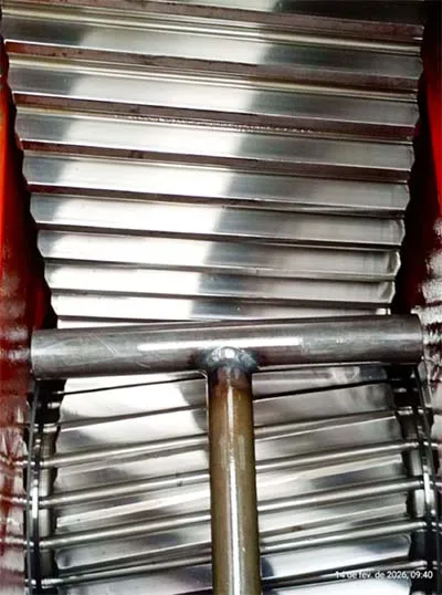 Figure 1. The replacement gearbox: pinion and ring gear teeth, seen through the inspection window.