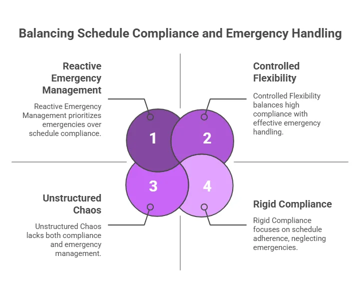 Balancing Schedule Compliance and Emergency Handling