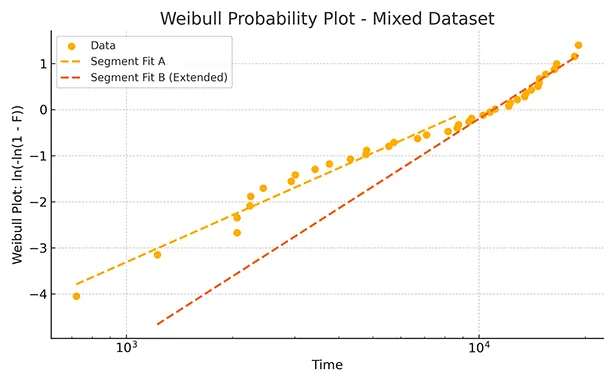 Weibull Probability Plot - Mixed Dataset
