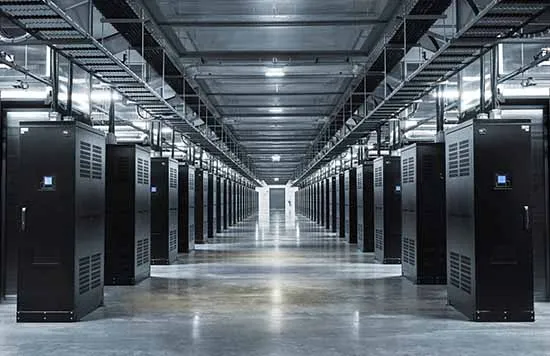 Big Data is stored in server farms like this one. Picture of a Facebook server farm in Luleå, Sweden. It is less than 70 miles south of the Arctic Circle. It uses cold outside air to cool the servers.