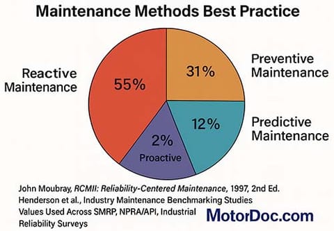 Figure 1: Existing maintenance practices (FEMP/PNNL 2021 and NIST ‘The Costs and Benefits of Advanced Maintenance in Manufacturing,’ updated Feb 2025)