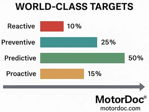 Figure 2: World-class maintenance targets for manufacturing per FEMP and NIST studies.