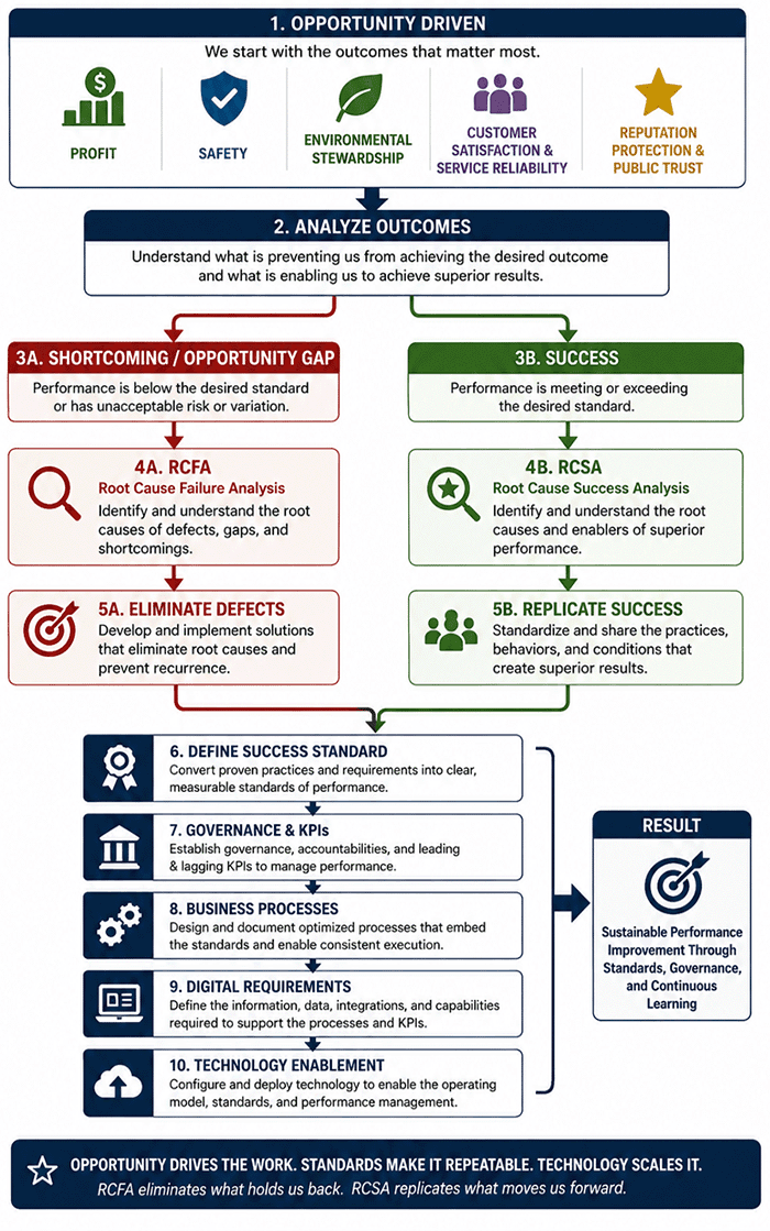 Figure 3 - Root Cause Analysis can be employed to understand and replicate success and to eliminate defects. Both scenarios drive business process optimization BEFORE installing or configuring any software or systems.