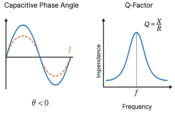 This includes the relationships on how different tests are affected by variations in capacitance.