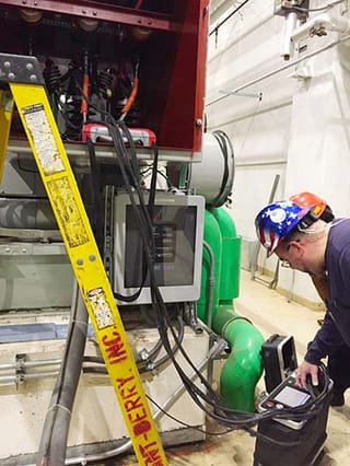 High Voltage Testing 13.8kV motor before applying hv powerpack includes image of PD Trak II