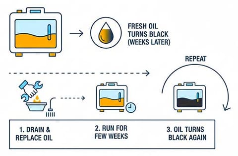 Process for oil turning black